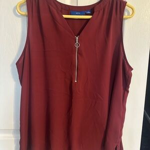 Apt. 9 Sleeveless Zip-Front Camisole - Burgundy